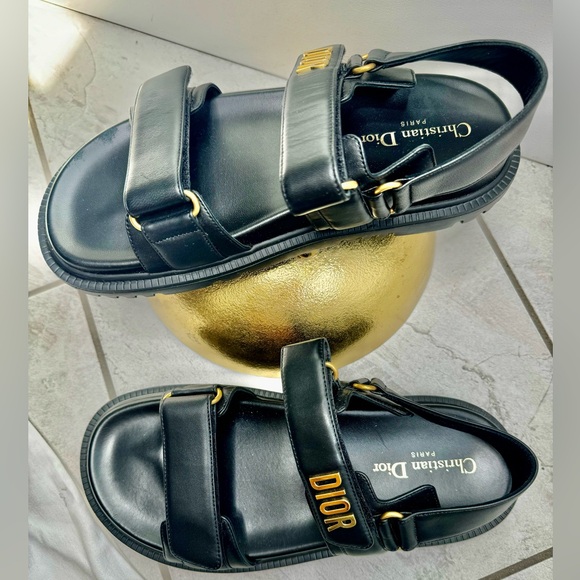 Authentic Christian Dior Women's DiorAct Black Lambskin Sandals - Picture 6 of 16
